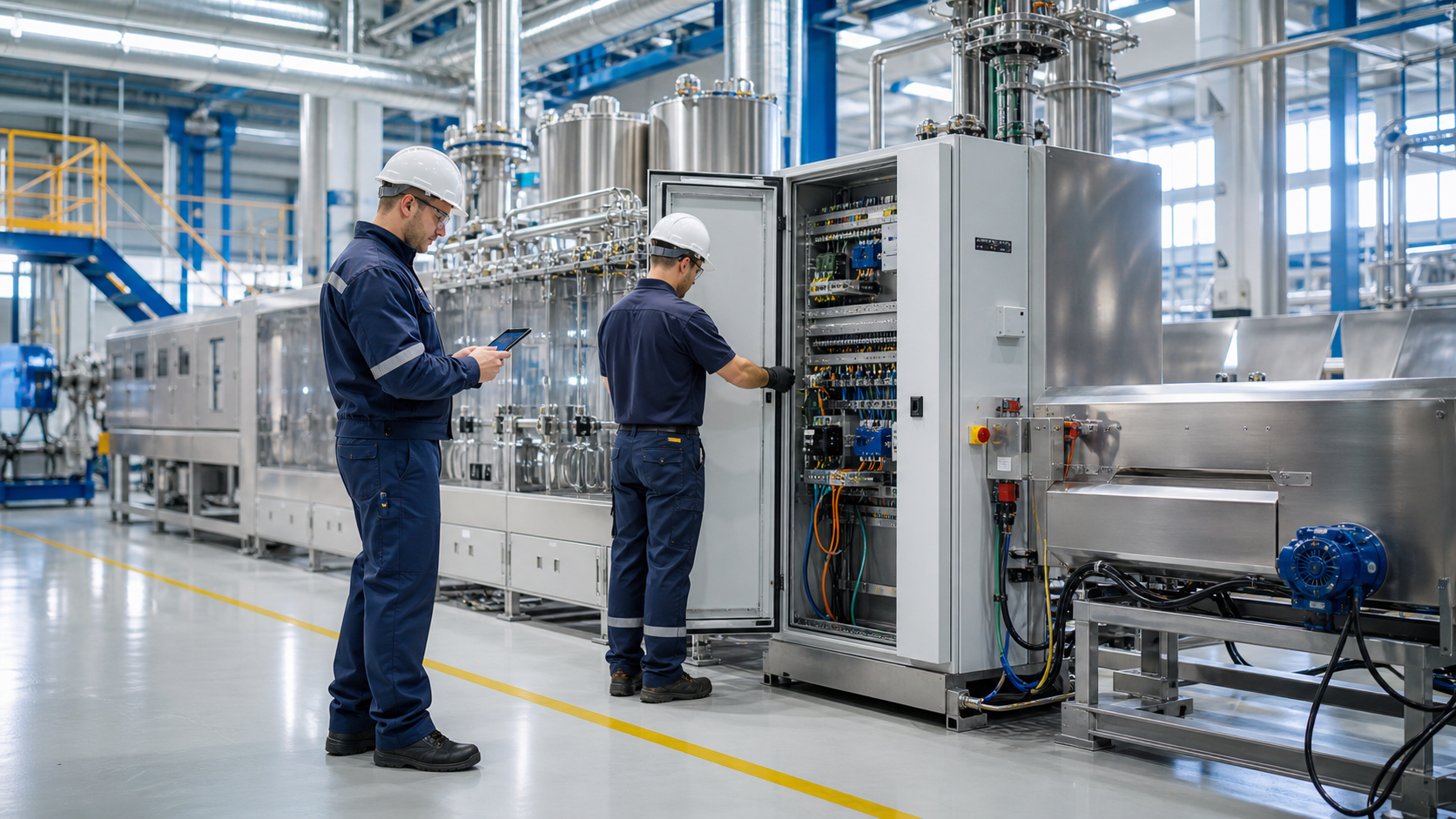 Engineers providing equipment diagnostics and field technical service